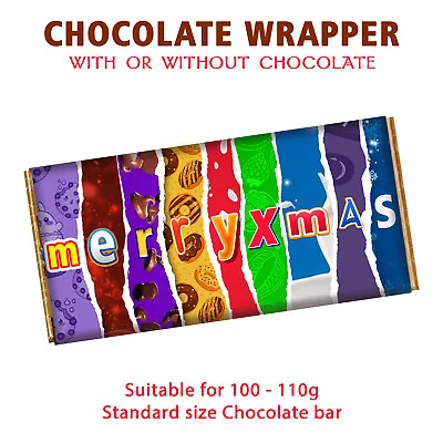 Merry Xmas Chocolate Bar Wrapper Novelty Gift For Dad Mom Husband Wife Christmas • £1.99