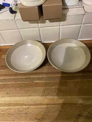 Denby Intro Stripes Sand Cereal Bowls X2. • £12.99