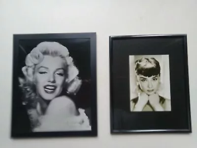 Vintage Lot Of 2 Framed Pictures Marilyn Monroe Audrey Hepburn Black & White • $9.75