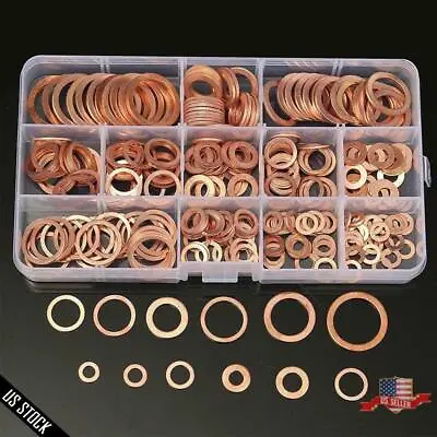 280 PCS Solid Copper Sump Plug Washer Set 12 Sizes Gasket Seal Flat Ring Set Box • $20.78