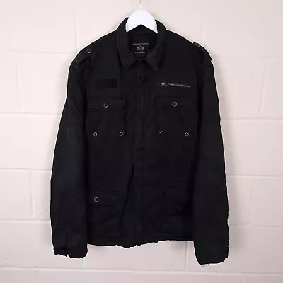 ALPHA INDUSTRIES Jacket Mens XL Collared Military Field Coat M-51 Style Black • £64.90