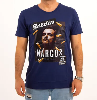 Pablo Escobar Shirt Medellin Narcos Blue Crew Neck Short Sleeve Plus Eighteen • $39.86