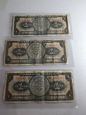 Lot Of 3 Mexican 1 Peso Paper Money • $7