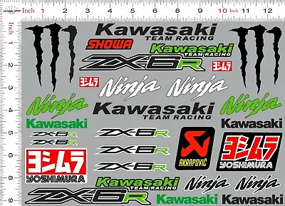 $20 • Buy KAWASAKI ZX-6R Decals Kawaski NINJA Stickers Set Yoshimura Akrapovic Monster 