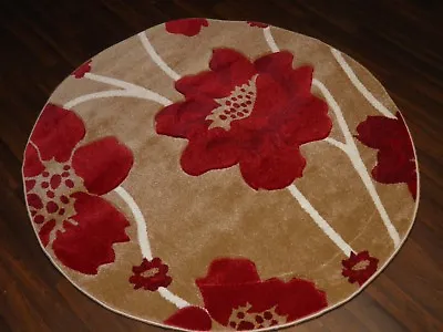 £49.99 • Buy New Great Quality Luxury Poppy Circle Design Soft Luxury Rugs Large Beige Red