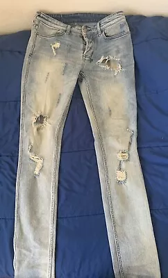 Ksubi Mens Blue Trashed Dreams Van Winkle Denim Skinny Jeans Size 31 • $38.28