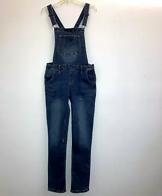 WALLFLOWER M Cotton Stretch Denim Bib Overalls Skinny Jeans Jumpsuit THE TOMBOY • £19.30