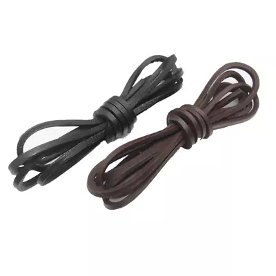 5M DIY Cowhide Rope Flat Genuine Leather Jewelry Cord Strand 4/5/6/8mm Width • $15.94