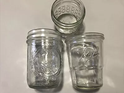 Lot Of 3 Different Style/Size Vintage Ball Jelly Jars - No Lids • $7.50