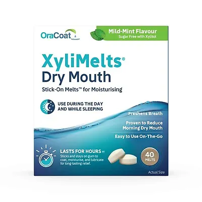 OraCoat XyliMelts Mild Mint For Dry Mouth 40-Count 7-40-UK • £13.99