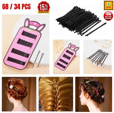£3.45 • Buy 34PCS HAIR GRIPS CLIPS BOBBY BUN 5cm Waved Pins Slides BLACK BROWN UK Free P&P