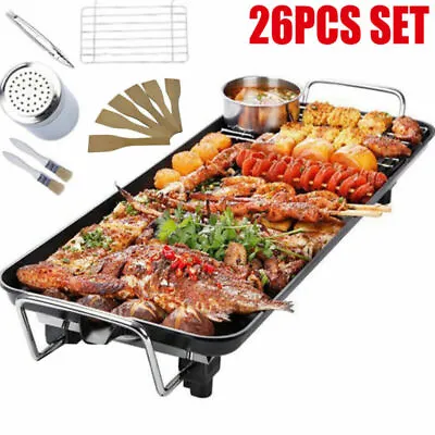 £25.99 • Buy Large Size Electric Non Stick Table Top Grill Griddle BBQ Hot Plate Barbecue Pan