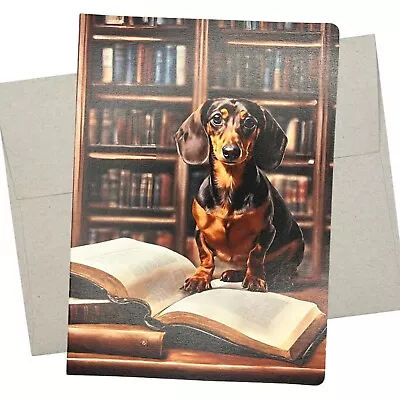 Dachshund Reading Card Book Lover Dog Birthday Card (1 Card 5X7 Inch) - 658 • $7.96