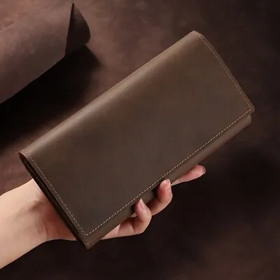 Men's Leather Bifold Credit Card Long Wallet Pocket Billfold Clutch Purse • $17.09