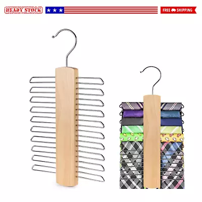 Wooden Tie Hanger Hanging Tie Holder Tie Organizer For Closet Tie Rack Necktie • $13.14