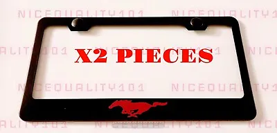 2X Mustang Stainless Steel Black Finished License Plate Frame Holder • $21.50