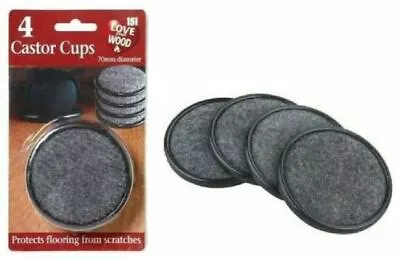 £3.19 • Buy 4 X Large Padded Castor Cups 70mm Black Furniture Chair Leg Floor Protectors