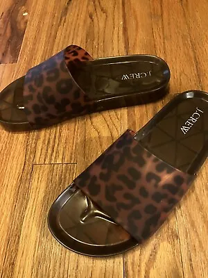 J Crew Slides Women's 7 Sandals Cheetah Leopard Animal Print Rubber • $15