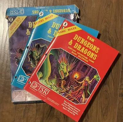 1980 Vintage D&D TSR DUNGEONS & DRAGONS BASIC 1 Boxed EXPERT 2 Module X1 Books • $179.95