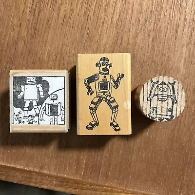 MIXED LOT Of 3 BOT ROBOT Rubber Stamps Halloween Giant Dancing Vintage Monster • $19.99