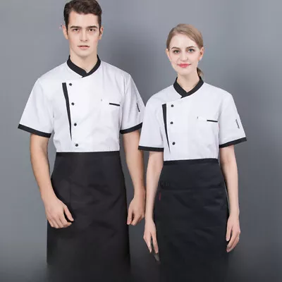 Mens Unisex Chef Coat Jacket Restaurant Kitchen Workwear Cook Baking Uniform Top • $10.98