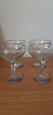 4 White Deer Babycham Glasses. One With The Name Bent's In Red. • £16