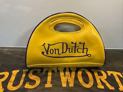 Vintage 90’s Von Dutch Mini Clutch Handbag Purse Yellow Purple Zipper 1F • $175