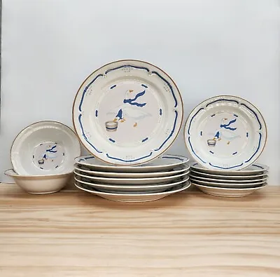 Vintage Newcor Stoneware Countryside Geese Dinnerware | Goose Plates & Bowls • $8