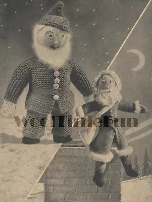 Knitting Pattern Vintage 1940s Father Christmas/Santa Clause & Gnome/Elf Toy • £1.80