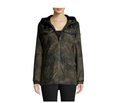 Women Michael Kors Olive Camo Water Resistant Velour Lined Hood Jacket XL • $85