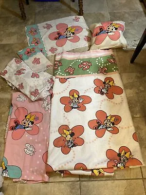 Vintage Disney World Minnie Mouse Full Size 6 Piece Bedding Set NICE! RARE! • $60