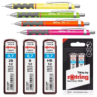 Rotring Neon Tikky Mechanical Pencils & Tikky 0.7mm Lead Refills HB B 2B • £2.95