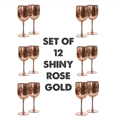 Set Of 12 Moet & Chandon Shiny Rose Gold Acrylic Champagne Goblet Cup Glasses • $91.30