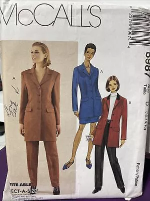 McCall's 8987 Fingertip Length Lined Jacket Skirt & Pants Sz 12-16 UNCUT 1990s • $6.50