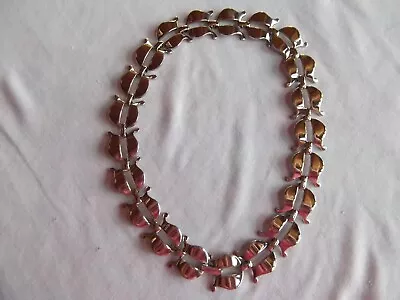 Vtg Marina 5/8in Wide Necklace Silver Tone Tulip Flower Chain Choker Collar 17in • $24.99