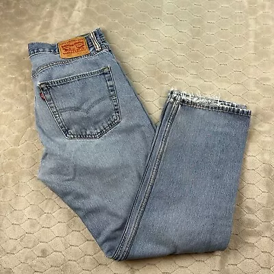 Levis 505 Jeans Men 34x29 Blue Denim Thrashed Destroyed Grunge 90s Made In Mexic • $32