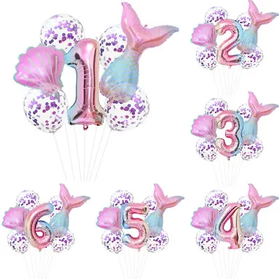 £1.25 • Buy Mermaid Balloons Mermaid Tail Party Shell Balloon Gradient Number Balloon Ariel