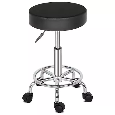 Swivel Black Bar Stool Round Seat Ha Ha Feet Design Tall Chair Home Kitchen • £24.64