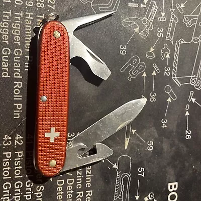 Victorinox Knife Made In Switzerland Swiss Army Sak Pioneer Red Alox Cross 93mm • $14.52