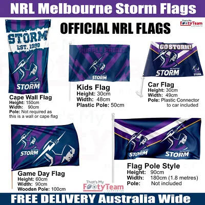 FLAGS - NRL Melbourne Storm - Game Day Cape Wall Car Kids Flags • $68.90