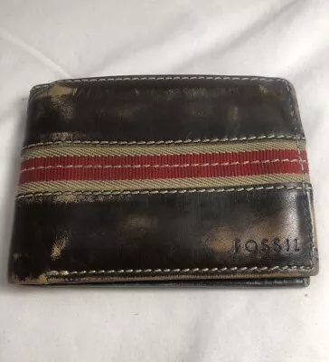 Fossil Brown Genuine Leather Mens BiFold Wallet • $13.87
