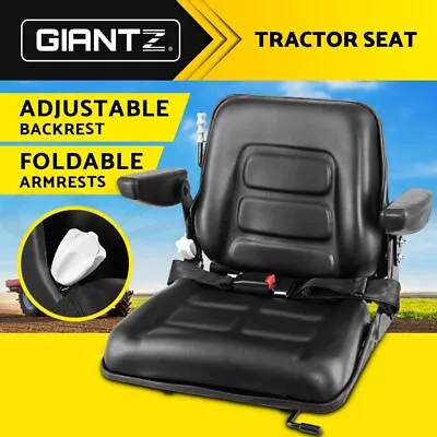 Giantz Tractor Seat Forklift Excavator Universal Suspension Backrest Truck Chair • $179.95