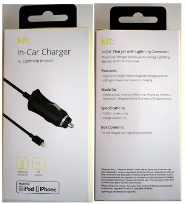 Kit 1A Lightning Fast Car Charger For IPhone SE 7 8 X 11 12 13 14 MFi-Certified • £7.99