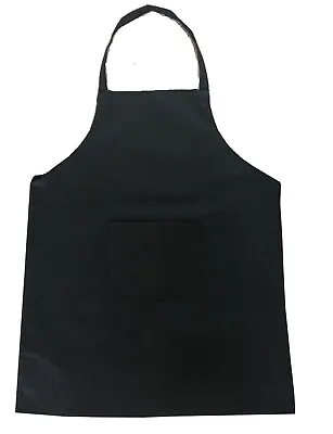 Chef Apron Black Cotton Catering Cooking Bbq Baking With Bib Pockets Unisex • £4.99