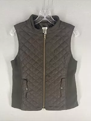 J Jill Vest Womens Small Brown Quilted Sleeveless Full Zip Pockets • $22.99