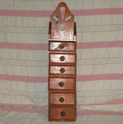 Vintage 6 Drawer SPICE RACK Primitive Wooden Cabinet Hanging Or Standing Box  • $35