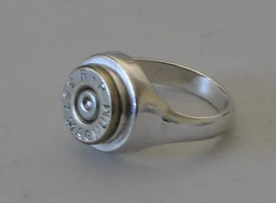  Remington Peter 357 Magnum Pistol Bullet Ring Sterling Silver 925 Custom Made • $74.99