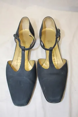 BRUNO MAGLI Navy Blue Leather Vero Cuoio Mary Jane Heels Womens 9 AA Italy-B128 • $60