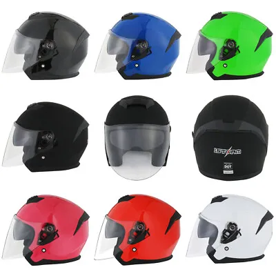 1storm Motorcycle Open Face Helmet 3/4 Scooter Bike Booster Double/dual Lens Dot • $49.95