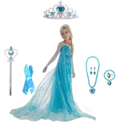 Frozen Evening Cosplay Queen Elsa Girl's Princess Costume Party Dress For Girls • $26.99